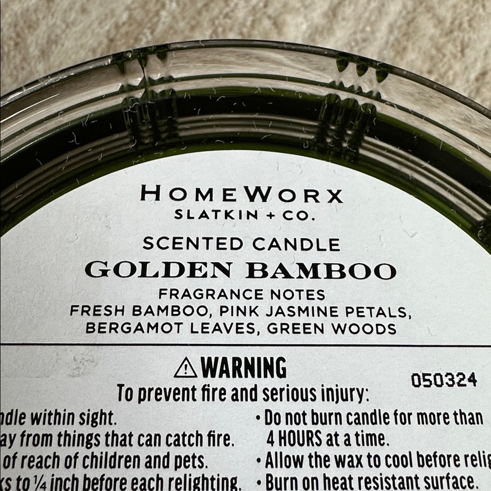 NWT HomeWorx by Slatkin + Co. Golden Bamboo Clarendon Scented Candle 18 oz. - Picture 11 of 12
